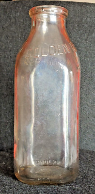Vintage 1950's MEADOW GOLD MILK BOTTLE DAIRY ONE QUART EMBOSSED DURAGLAS