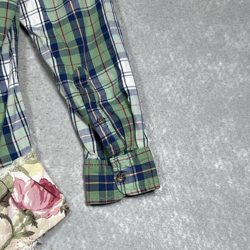 Camisa H&M Abotonada Para Mujer Mediana PERSONALIZADA Verde Franela a Cuadros Manga Larga Foto 3 de 4