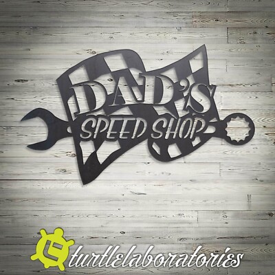 Dad's Speed Shop Metal Wall Sculpture Plasma Cut Metal Home Decor Fathers Day