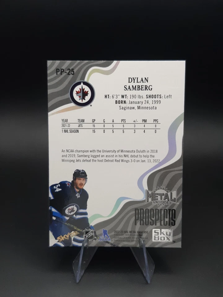 2022-23 SkyBox Metal Universe Premium Prospects Rookie RC Dylan Samberg #PP-25 - Image 2 of 2