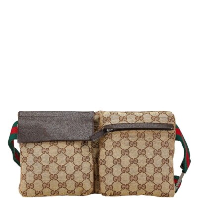 Auth VB18 GUCCI GG canvas Fanny Pack Bum Bag waist pouch sherry