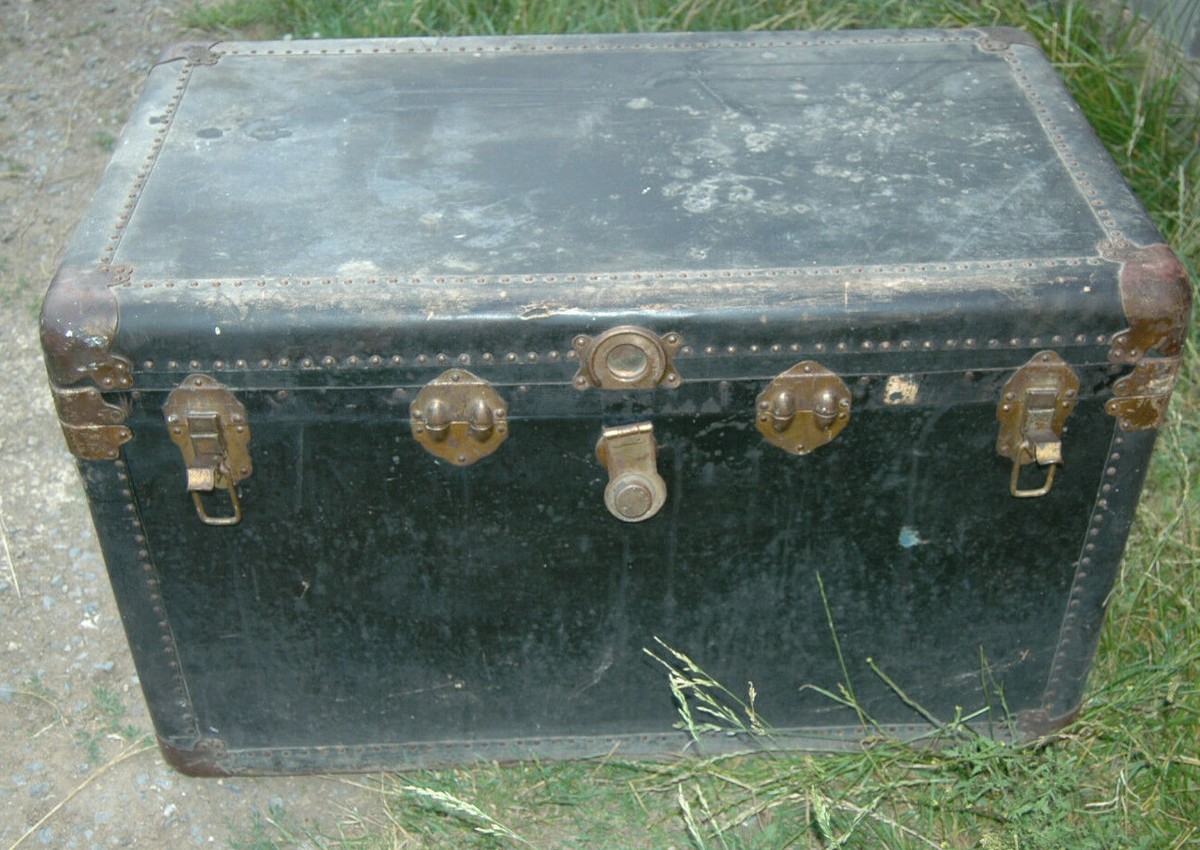 Antique Eagle Lock Company Vintage Steamer Trunk Chest | eBay