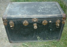 Antique Eagle Lock Company Vintage Steamer Trunk Chest