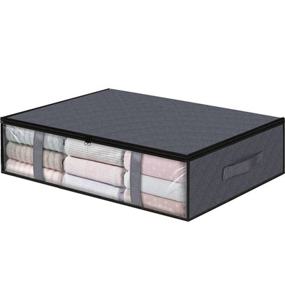 Large Capacity Zippered Under Bed Storage Bag Fabric Underbed Clothes Storage