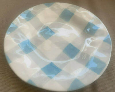 1 Salad Plate Bellini Home Italy Blue White Checks Checkerboard Free Form