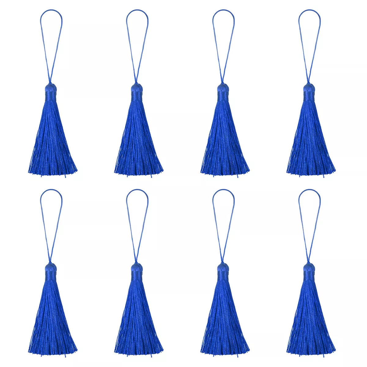 6.5 Silky Bookmark Tassel with Loop for DIY Craft Accessory, 8Pcs Sapphire  Blue