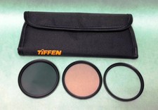 Set of 3 Tiffen 62mm Filters 812, UV  Polarizer w/ case