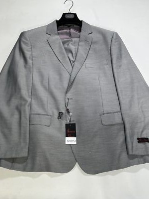 Mens Francesco Romani Gray 2 Piece Wool Blend Suit Size 50R 44W NEW