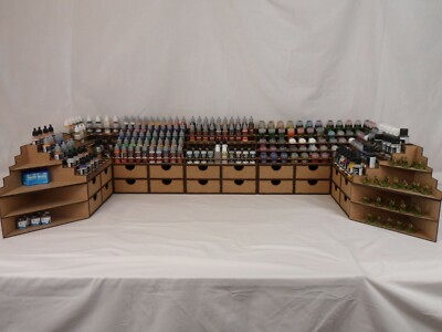 ULTIMATE PAINT DESK SET STAND + ENDS MODULAR SETUP - VALLEJO, CITADEL, WARHAMMER