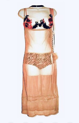Custom lingerie bra panty set 34C - S, gems and feathers, 3 piece set, S