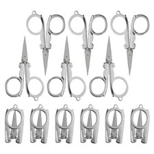 12pc Portable Folding Travel Scissors Stainless Steel Mini Scissors Set for H...
