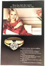 1983 Original Print Ad Full Page - De Beers - She’s The Reason. Vintage