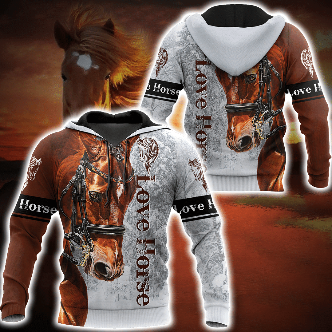 Full Body 3D Arabian Horse Printed Hoodie Men and Women, Special Winter Gift