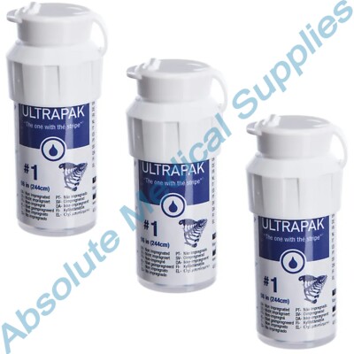 *3-Packs* Ultradent Ultrapak #1 The One With The Stripe Retraction 96'' Cord 132