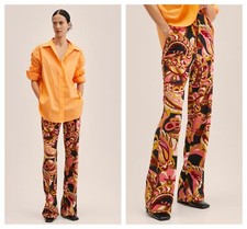 NWT Mango MNG Psychedelic Print Colourful Retro Style Trousers 10