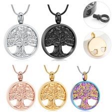 Tree of Life Urn Necklace for Ashes Circle Cremation Jewelry Urn Memory Jewelry