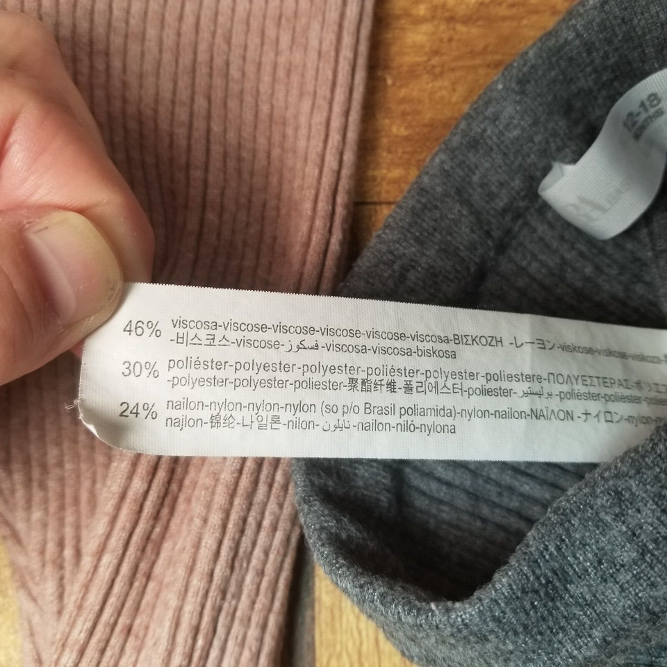 Zara Baby Ribbed Leggings Cuffed with Bow Pair Pink and Dark Gray 1218