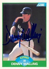 Denny Walling autographed baseball card (Houston Astros) 1989 Score #49