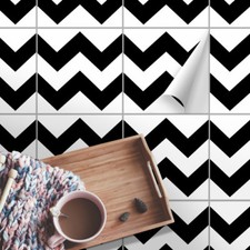Floor Tile Stickers Set of 20 "Chevron" for Kitchen, Bathroom, Shower Durable