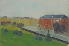 Unknown Expressionist - Danish Small Town - Oil Painting around 1960