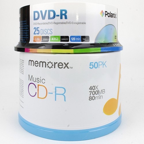 Memorex Music CD-R 40x - 75er Pack - 700MB - 80 Minuten, Polaroid 120 Min 4,7GB 16X
