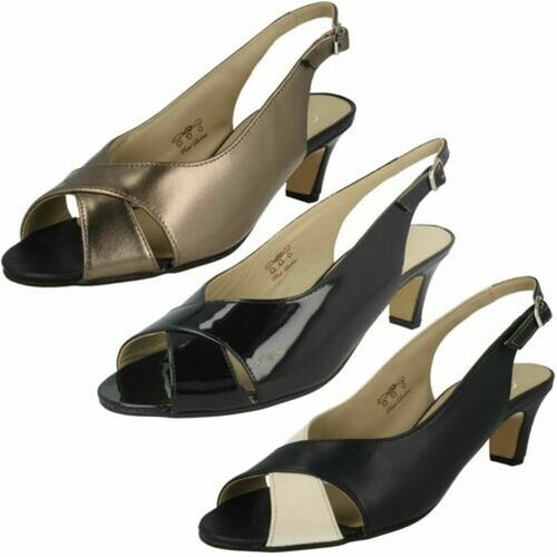 Ladies Equity Smart Wide Fit Buckle Heeled Leather/Patent Sandals Suzy |  eBay