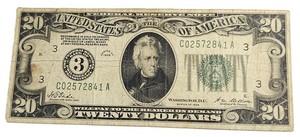 1928 Philadelphia Federal Reserve Twenty Dollar Gold Note United States America
