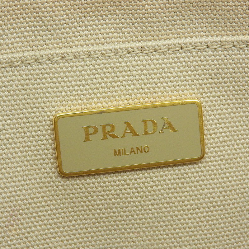 PRADA Canapa 2WAY Bag Handbag Shoulder Bag Canvas Beige 1BG439 Used  OB2766 from thumbnail 6