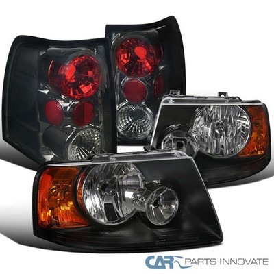 Fits 03-06 Ford Expedition Black Headlights+Smoke Lens Tail Lights Brake Lamps