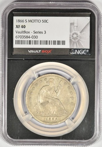1866-S SEATED LIBERTY HALF DOLLAR WITH MOTTO ~ NGC XF40