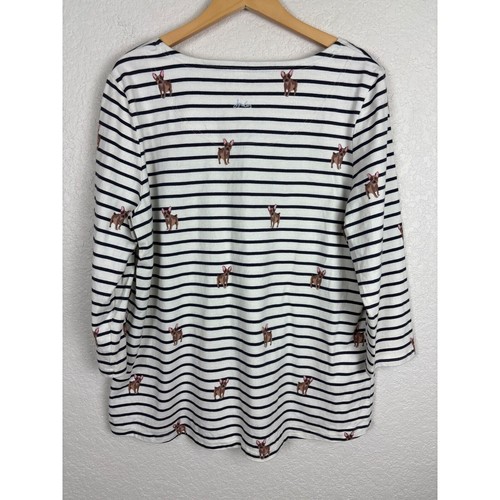 Joules Damen Top Harbour Französische Bulldogge Größe 16 Freizeit Gestreift Jersey Hundeliebhaber - Bild 5 von 8