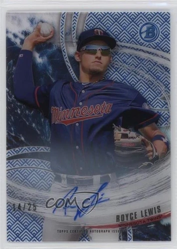 2018 Bowman High Tek Ocean Blue Tidal Diffractor /25 Royce Lewis #TY-RL Auto