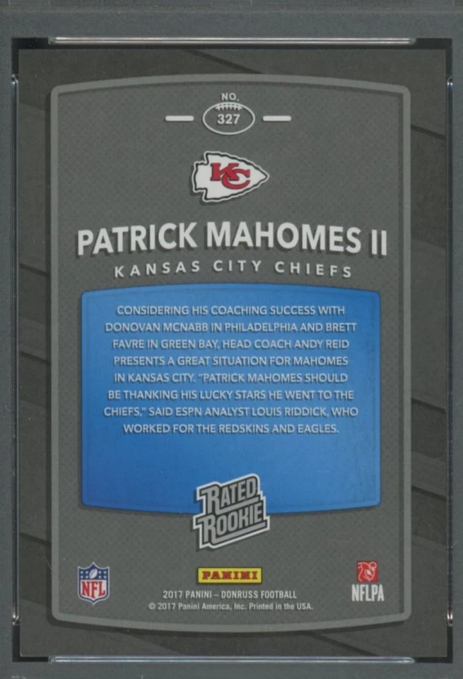 Panini Donruss 2017 - Clasificado novato Patrick Mahomes II #327 (RC) paquete de persecución Foto 2 de 2