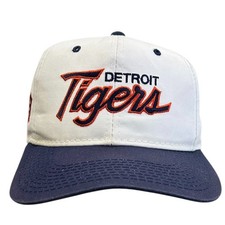 Vintage 90s MLB Sports Specialties Detroit Tigers Script White Snapback Hat