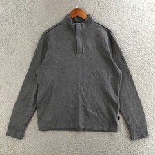 BOSS Hugo Boss Quarter Zip Pullover Men's Medium Regular Fit Knit Sweater Grey