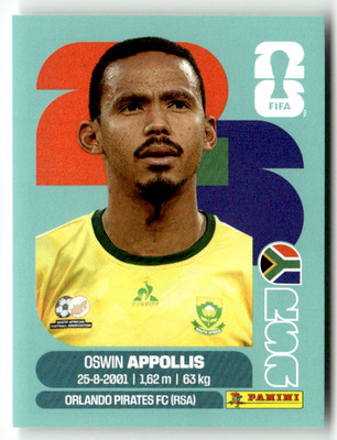 Panini 2026 World Cup Amerika WM Sticker No. RSA 20 Oswin Appollis Südafrika