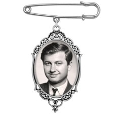 Wedding Boutonniere Bouquet Charm Pin Large Oval Photo Mother Of Bride Gift