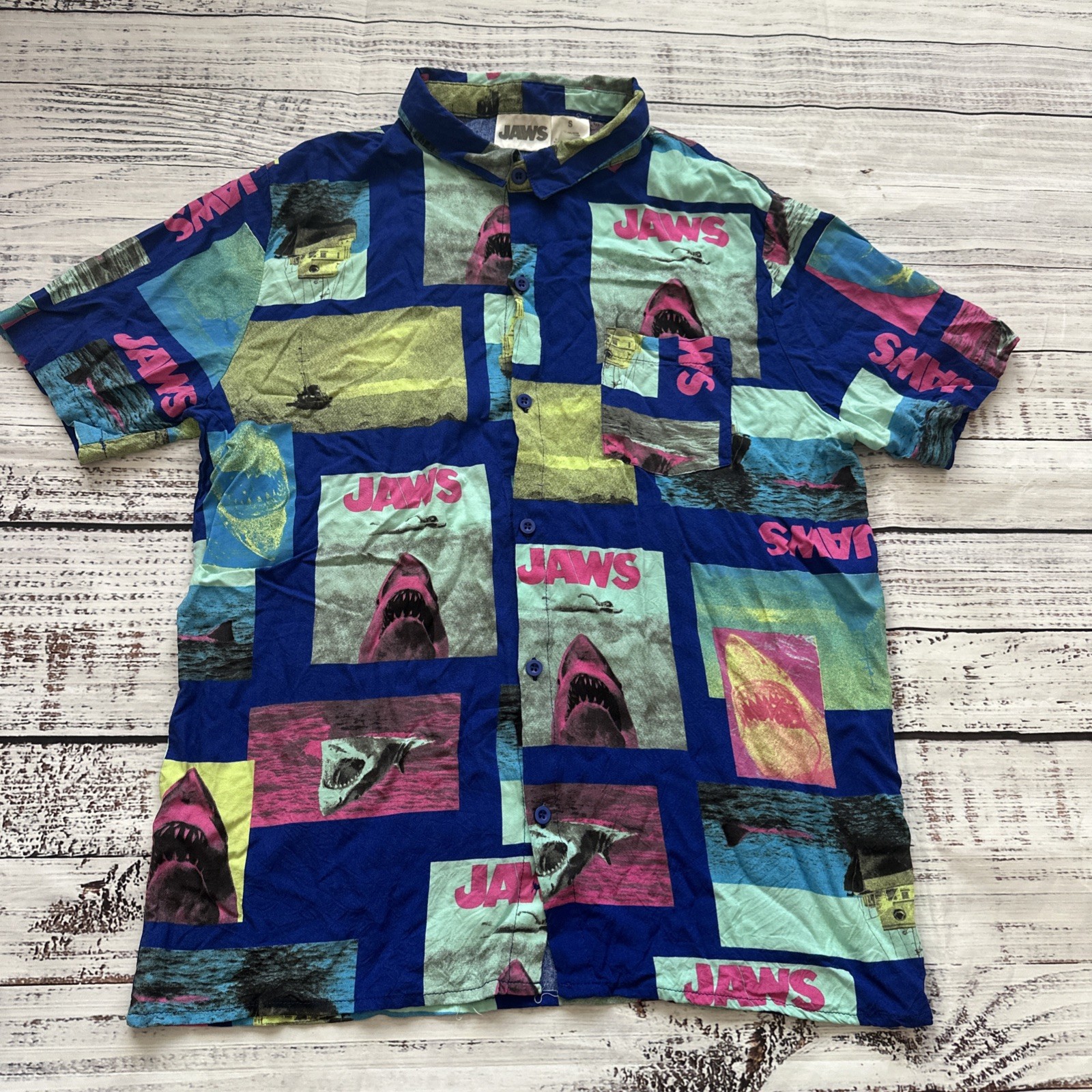 Jaws Universal Studios Button Down Shirt All Over… - image 1