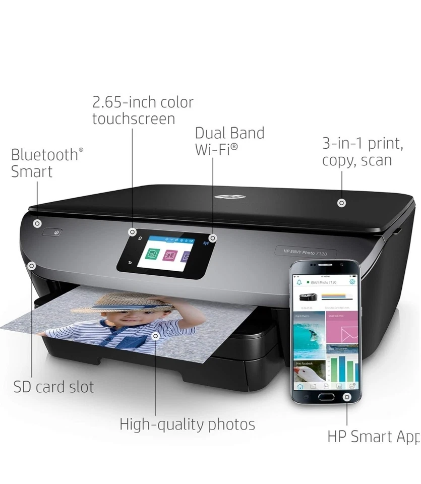 HP ENVY 6255 All-In-One Inkjet Wireless PHOTO Printer New Sealed Box NIB - Image 3 of 4