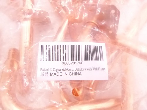 10 Pack Barb Pex F1807 Crimp Copper Stub Out Elbow with Wall Flange 1/2... - Picture 2 of 4
