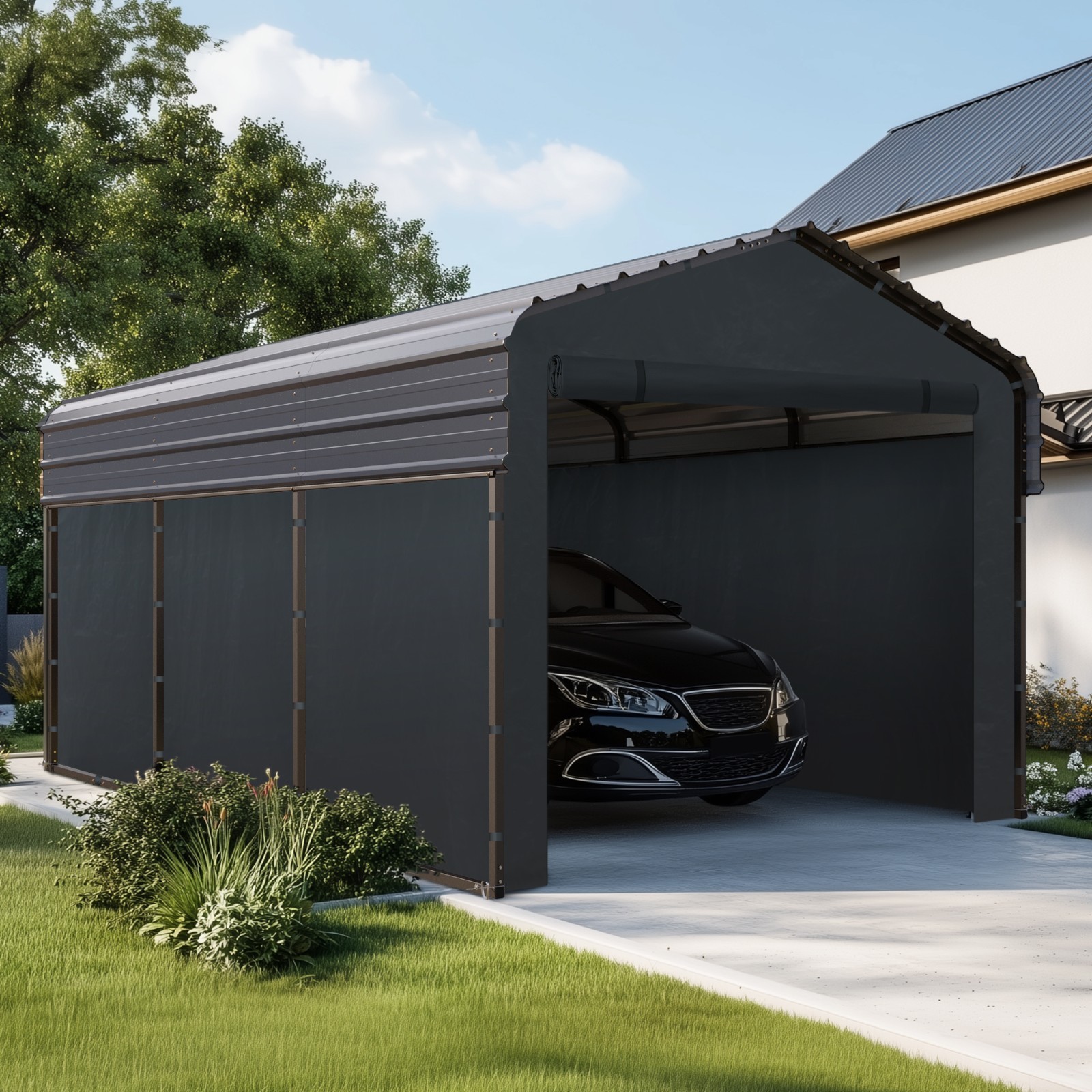 Heavy Duty Carport With Sidewall
