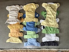 Lot 12 Cloth Diapers + 8 Inserts Bum Genius Pocket Reusable Snaps Colors GUC