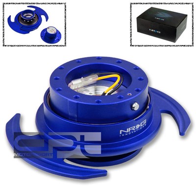 NRG 6-HOLE STEERING WHEEL BLUE QUICK RELEASE HUB ADAPTER+HANDLE GEN-3 SRK-650BL