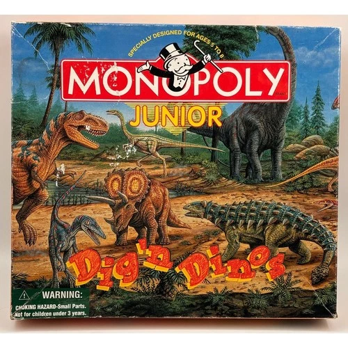 Monopoly Junior Dig’n Dinos Dinosaur Themed Board Game Hasbro Vintage Complete