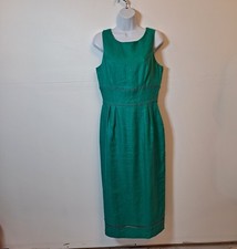 Donna Morgan Women's 100% Linen Shift Dress Size 10 Green Sleeveless Lined Bow