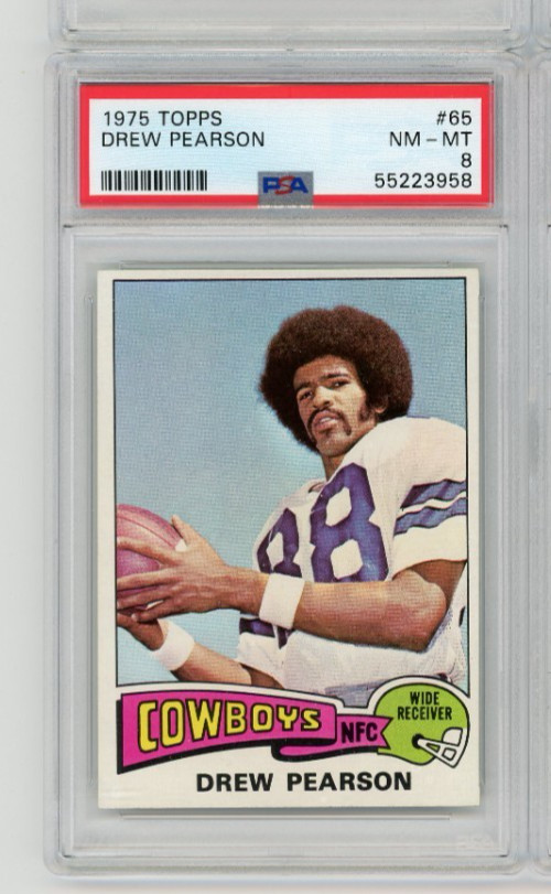 1975 Topps #65 Drew Pearson - Rookie RC HOF Dallas Cowboys - PSA 8