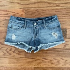 Black Orchid Cut Off Micro Jean Shorts Women 27 Blue Dream Cycle Distressed Boho