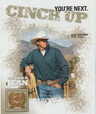 2013 Cinch Jeans Print Ad 8''x11'' Cade Swor Calf Roping
