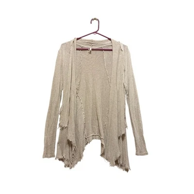 Willow & Clay Boho Striped Cardigan M Coastal Cali Open Knit Raw Hem Flow *READ* - Image 1 of 4