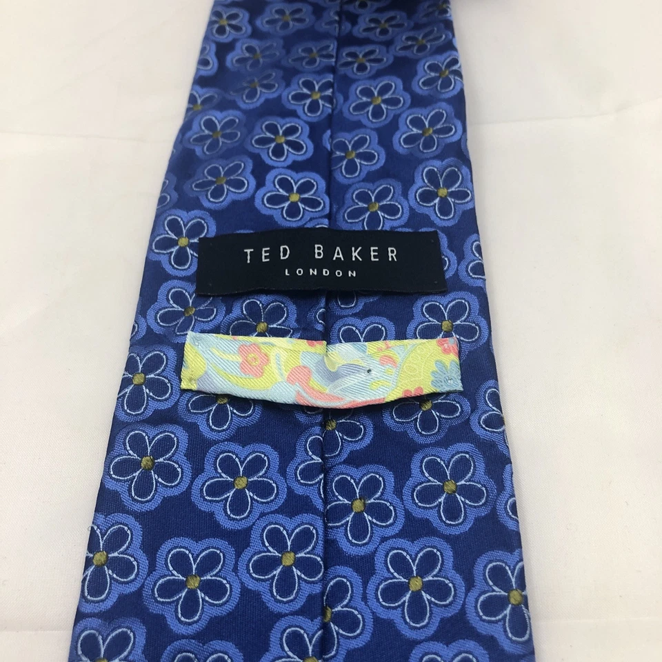 "Corbata floral 100 % seda azul TED BAKER London para hombre L:58"" W:3,5""" Foto 4 de 4